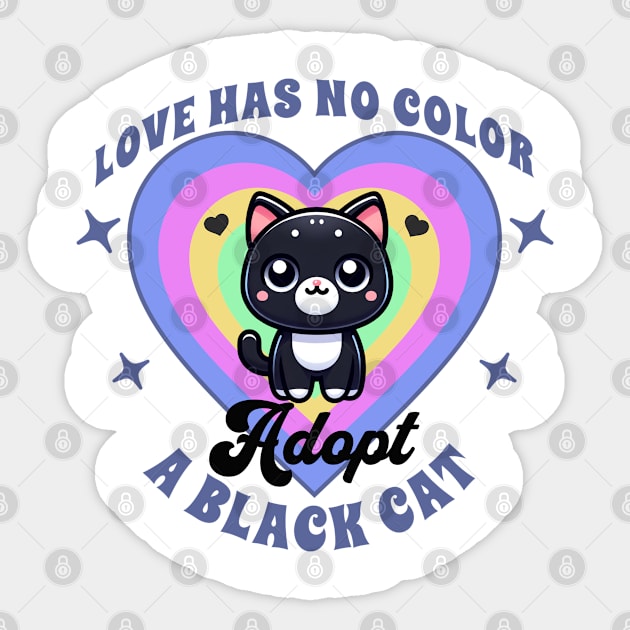 Love has no color: adopt a black cat Sticker by Jambella